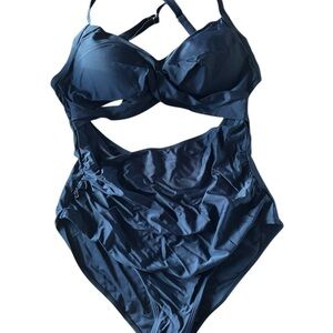 Eomenie One Piece Swimsuit Tummy Control Cutout High Waisted Tie Back